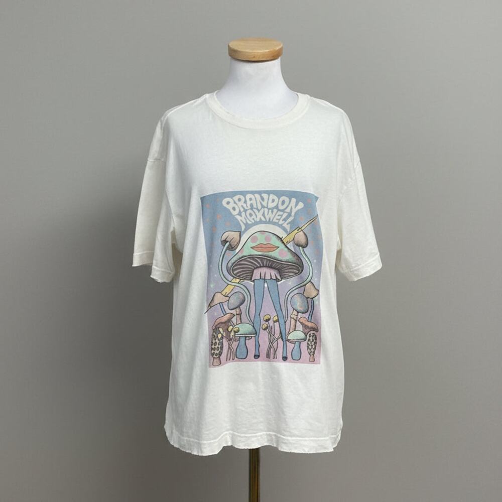 Brandon Maxwell white mushroom tee, size L